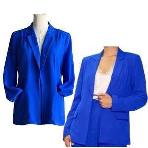 SKIES ARE BLUE Open Front Electric Blue Blazer Size Small